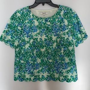 Madewell Short Sleeve Scalloped Lace Top